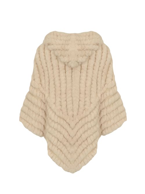 Poncho in faux fur con spilla floreale Chalk BLUGIRL | PF5001 T030014300